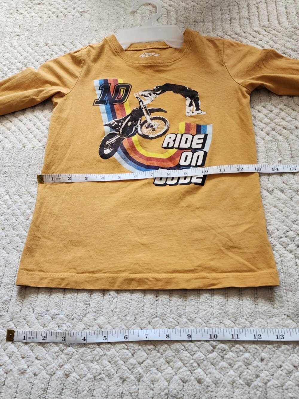 OshKosh B'gosh Originals Long Sleeve "Ride On Dude" Moto Graphic Tee Size 7 - Picture 5 of 10